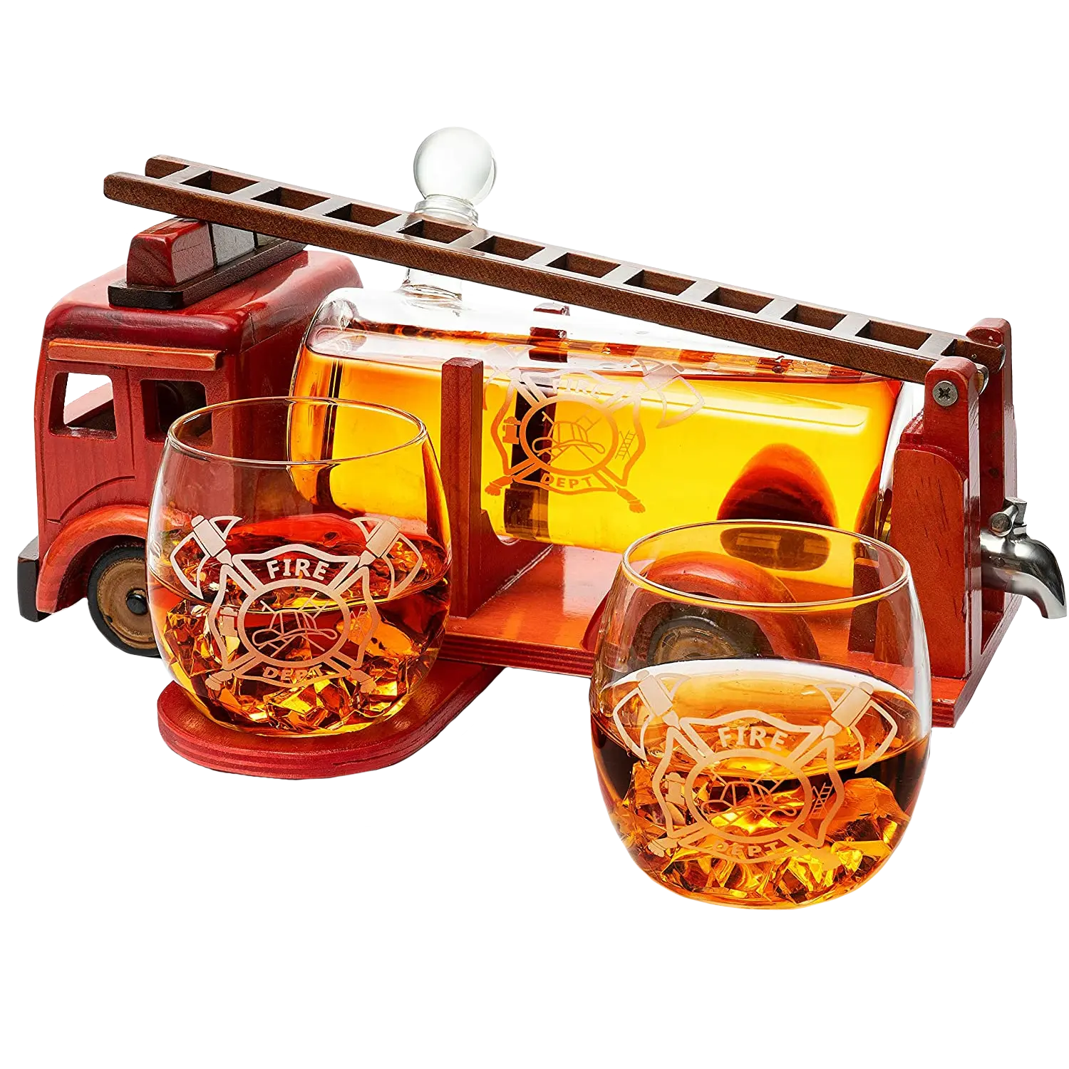 Firetruck Decanter By Premium Barware Gift Elegant Drinkware Collection