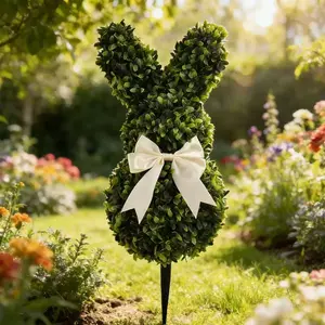 Easter Realistic Rabbit Tree Leaf Bunny Ground Insert Artificial Plant Garden Door Decorative Decoration, Fake Easter Decorations
