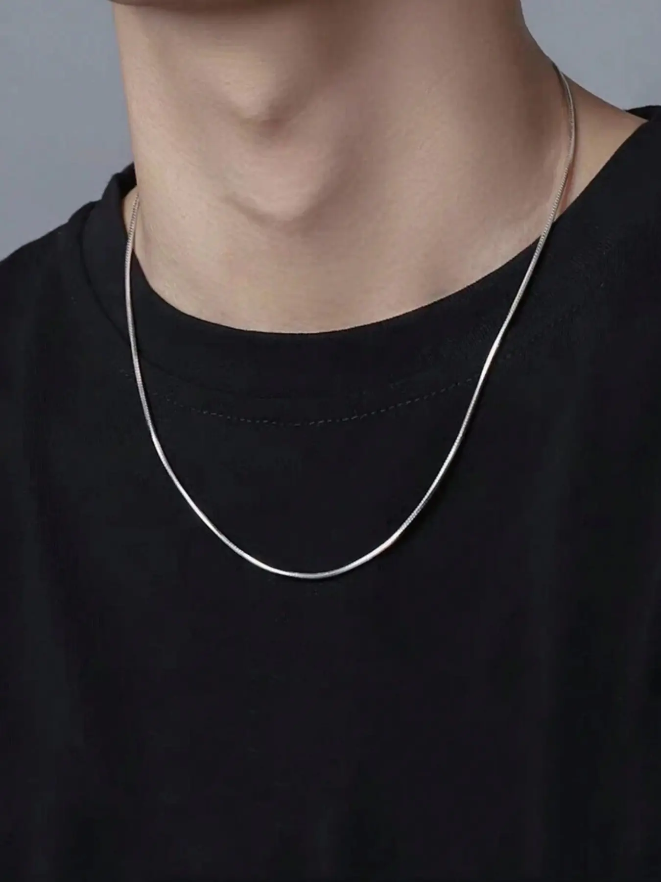 Men's Stainless Steel Necklace, Minimalist Chain Necklaces, Simple Square Snake Chain, Fashion Vintage Style, Suitable for Daily Wear & Gifts