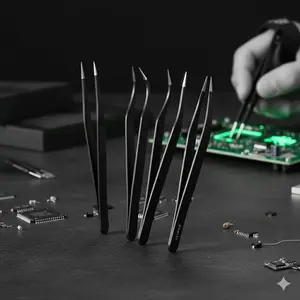 Professional Anti-Static Repair Tweezers Set: 6-Piece High-Precision Stainless Steel Non-Slip Fine Tip Tweezers for Electronics Soldering, Precision Instrument Disassembly, Phone Watch Repair & DIY Jewelry Making Tools