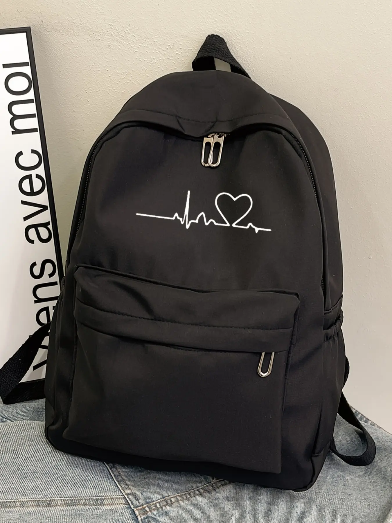 Cute Casual Large-Capacity Backpack with Ecg Heart Print, Stylish Casual Traveling Daypack, Bag Backpack, Ideal for Men and Women, Perfect for Daily Outings, Travel, Commuting, Work, Birthday Gift, Stylish Daypacks