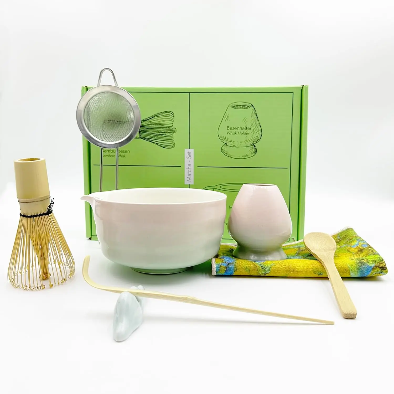 8 count Gradient  Matcha Kit - Matcha Whisk Set and Bowl, Matcha Making Kit Whisk, Bowl With Spout,  Starter Sifter, Ceramic Whisk Holder, Spoon   Tools For Ceremony
