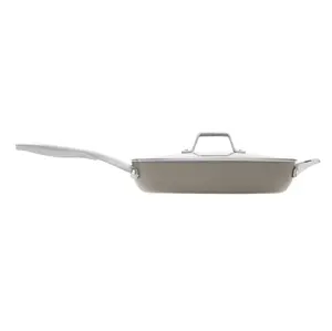 Calphalon Premier Ceramic Nonstick 12" Frying Pan with Lid, Mushroom Grey
