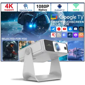 Portable Touch Screen Projector, 1080P Full HD, WiFi 6 Bluetooth 5.2, Auto Focus Keystone, Smart Phone Mirroring, Android 4K, 180° Rotation, Built-in Speaker, Indoor Outdoor Camping
