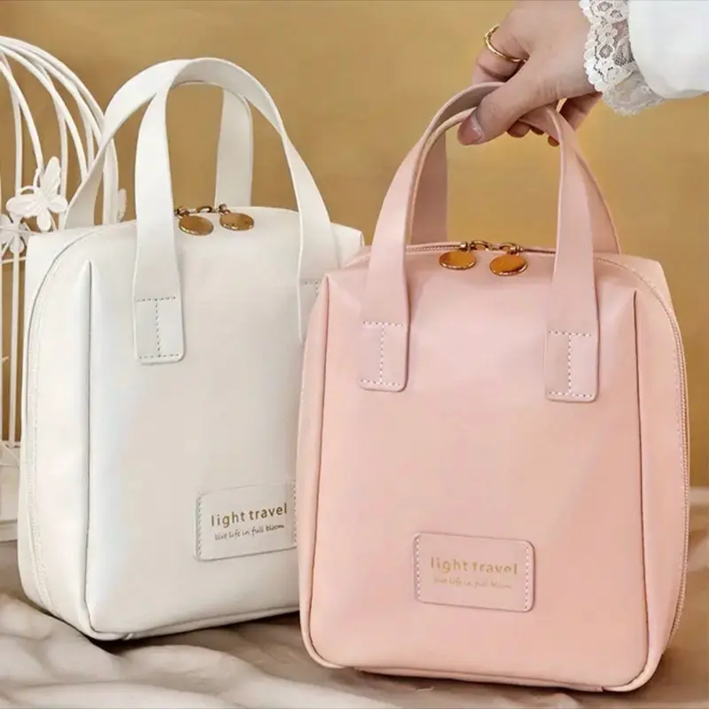 Light Travel Large Capacity Makeup Bag with Double Zipper Portable Travel Friendly Design for Essential Travel Necessities
