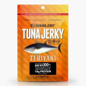 Kaimana Ahi Tuna Jerky Teriyaki 2 Ounce - Soft and Tasty - Premium Fish Jerky Made in the USA. High in Omega 3's, All Natural and Wild Caught
