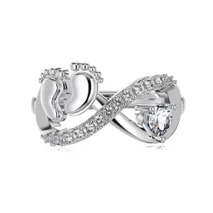 Forever Steps Infinity Adjustable Ring,Mother’s Promise Footprint ,Adjustable My Heart＆My Baby Ring