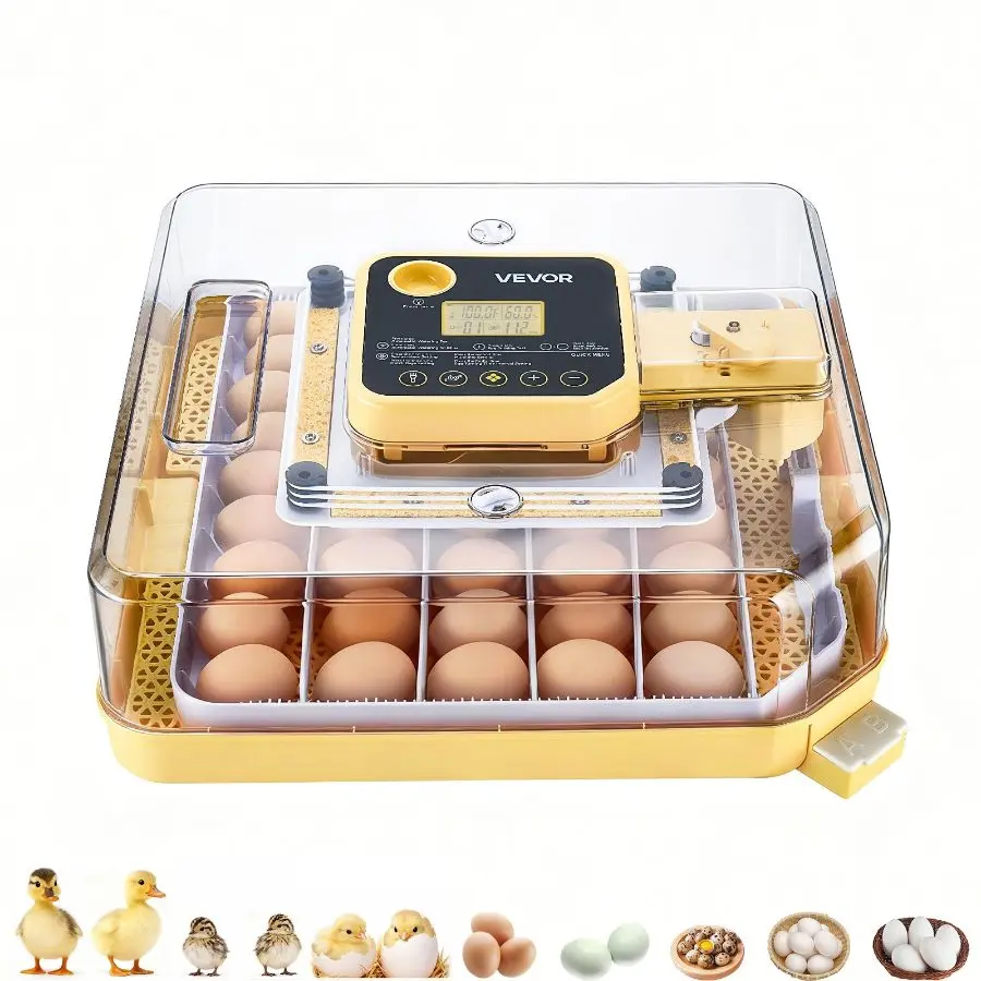 fathersdaygift VEVOR 48 Egg Incubator, Automatic Egg Turner with LED Candler, Temperature Display Auto Humidity Control, 360 View Clear Window, Poultry Eggs Incubator for Hatching Chicks Ducks Goose Quail
