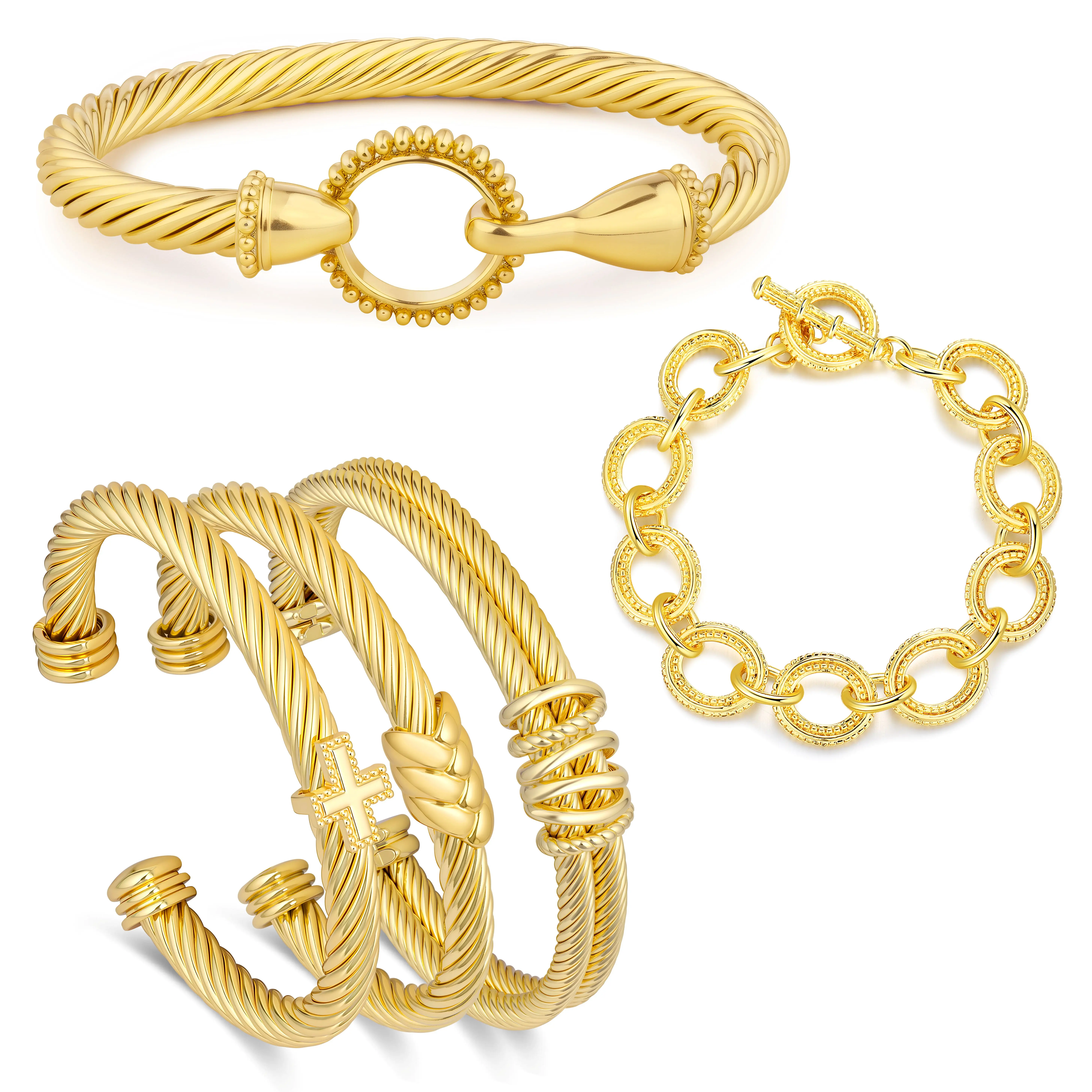 Mytys 5Pcs Women’s Cuff Bracelet Set Elegant Beauty Bangles Perfect Gift Stylish Jewelry Trendy Fashionable Accessories