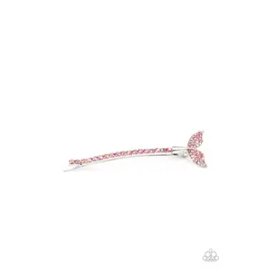 Deep Dive - Pink Iridescent Rhinestone Mermaid Tail Hair Clip - Paparazzi