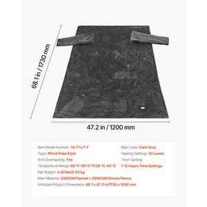 VEVOR Wearable Electric Heated Throw Blanket with Foot Pocket Sleeves, Portable Robe Snuggie Blankets for Women, 10 Heating Levels, 12H Auto Shut-Off, Machine Washable, 50x 70 inch, Grey