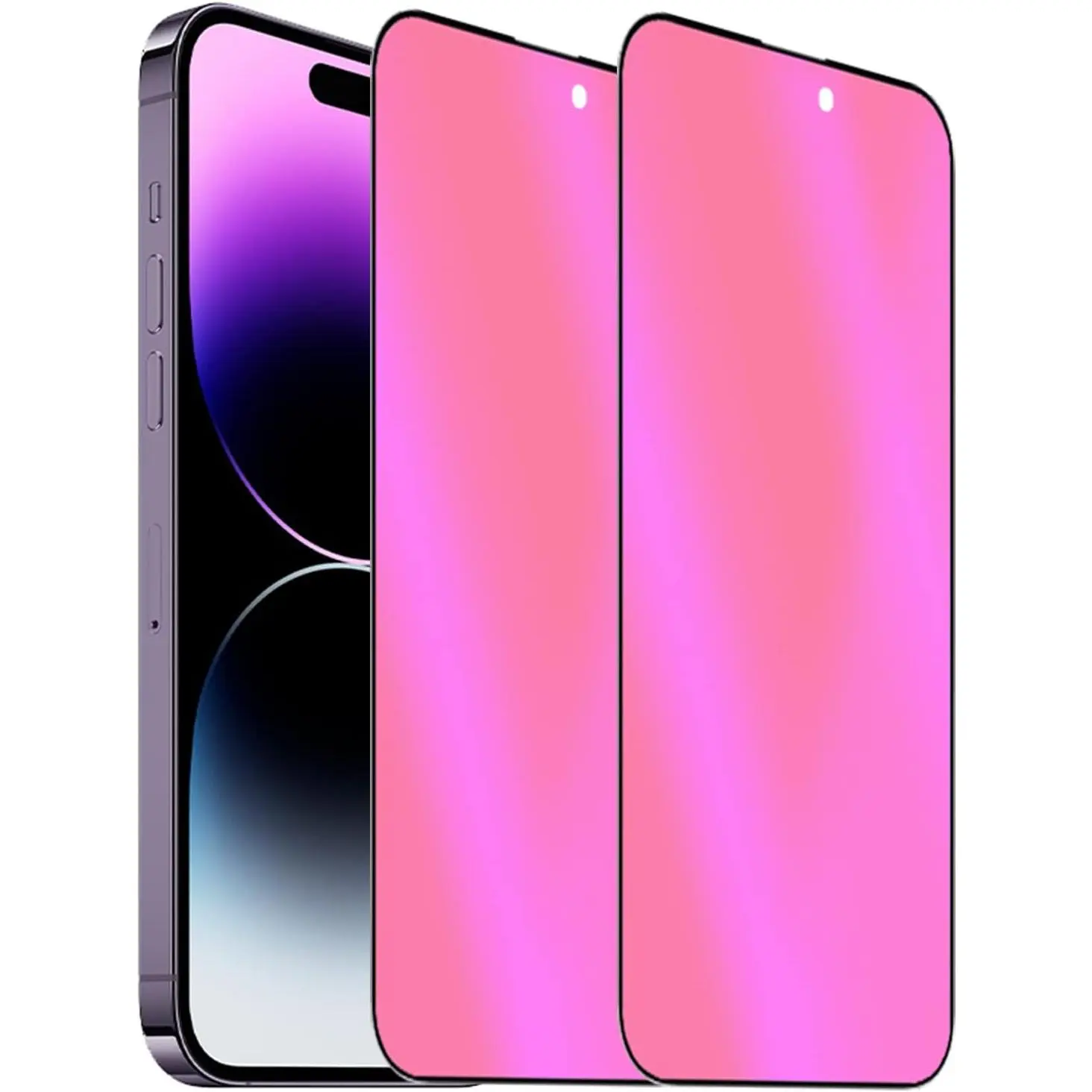 2 Pack Anti-Blue  Tempered Glass Suit for  14 Pro Max Mirror Anti-Spy Screen Protector Anti-Peeping Film Electroplated Gradient 9H Hardness Anti-scratch Colorful 6.7 inch