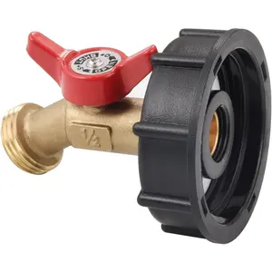 275-330 Gallon IBC Tote Tank Adapter, S60 x 6 Coarse Thread + Garden Hose Valve Faucet,3/4" GHT Garden Hose Connection to IBC Tote