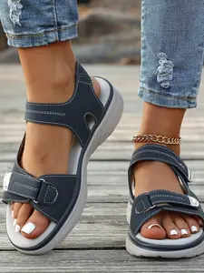 Summer 2026 New Women's Wedge Sandals, Lightweight Velcro Strap Beach Shoes, Outdoor Comfort Thick Sole Sandals, Casual Summer Footwear Design, Daily Wear Footwear