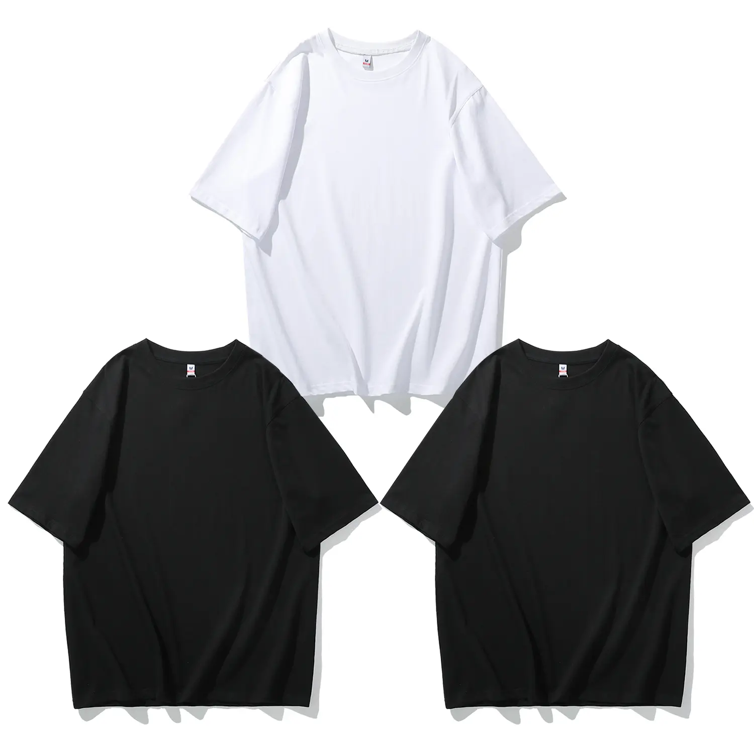 Menswear Men's Classic Crew Neck Short-Sleeve T-Shirts 3-Pack, Soft Cotton Breathable Casual Street Style Plain Tops, Reinforced Stitch, 2 White 1 Black Outfits, 2 Black 1 White