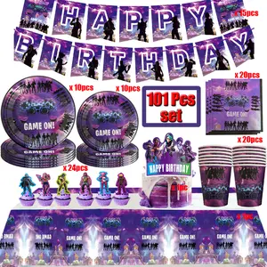 Hot Shooting Game Birthday Decoration Fortnition Tableware Tablecloth Plate Cup Baby Shower Kids Boys Alpaca Party Supplies