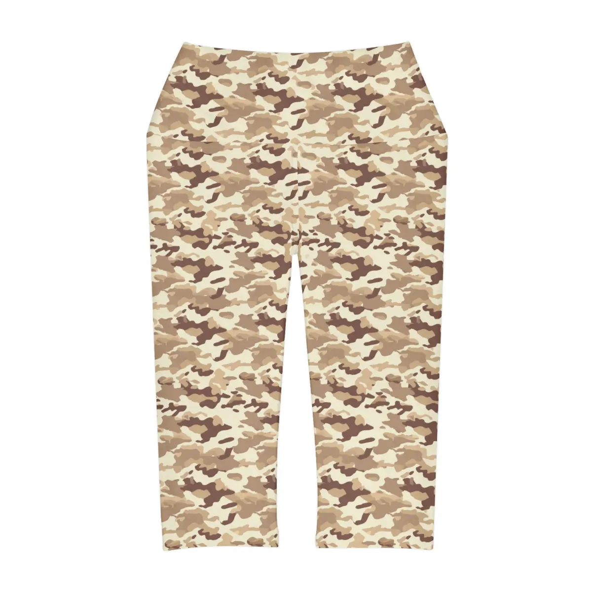 Beige Camo Yoga Capri Leggings