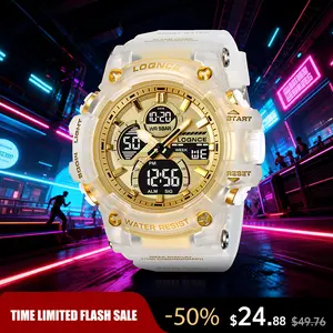 Men's Fashion Digital Analog Watch, Casual Sporty Quartz Digital Watch with Luminous Dial & Alarm Function, Waterproof Watch with Digital Display for Men with Box