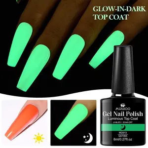 MSRUIOO 8ml Luminous Top Coat Gel Nail Polish Semi Permanent Glow In Dark Fluorescent Soak Off UV LED Gel Nail Art