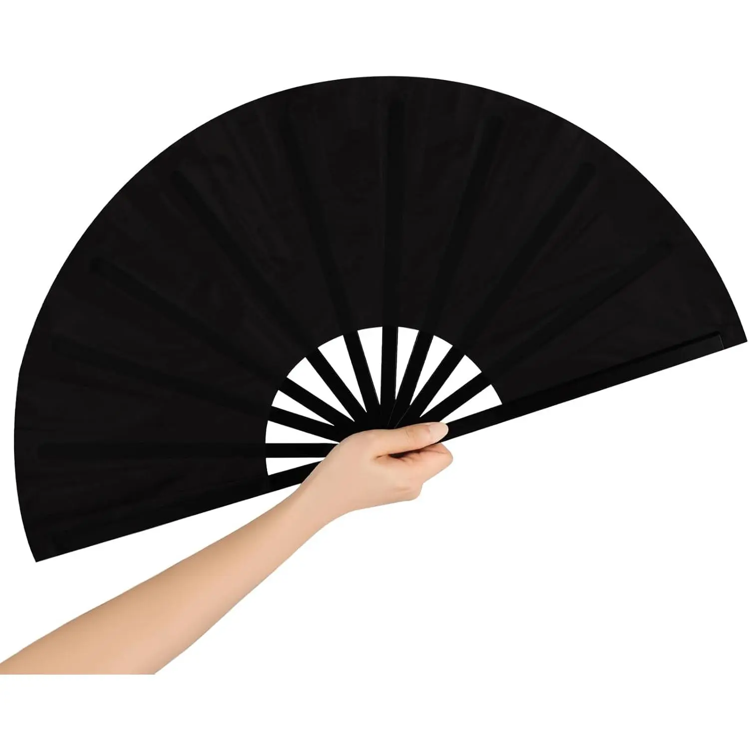 13-Inch Lightweight Large Rave Popping Clacking Fan, Foldable Portable Women's Hand Fan for Line Dancing, Outdoor Parties, Decor (Black, 1 Pack)