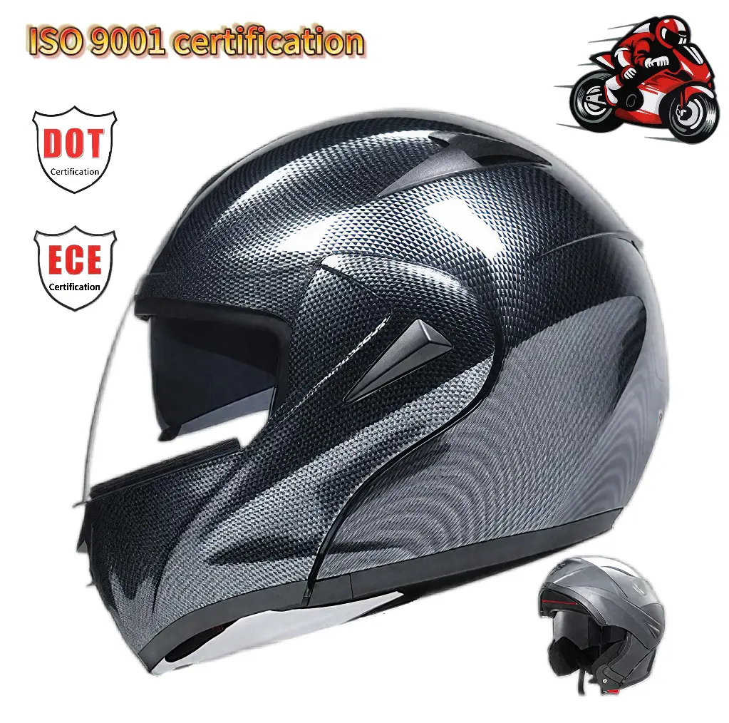 VIRTUE DOT Certified ABS Flip-Up Full Face Helmet - Hard-Shell Biker Gear with Off-Road Compatibility, Street-Legal Design, Dual Visor, Clip Chin Strap, Antimicrobial Padding, EPS Liner, Flip-Up Shield for Street Riding