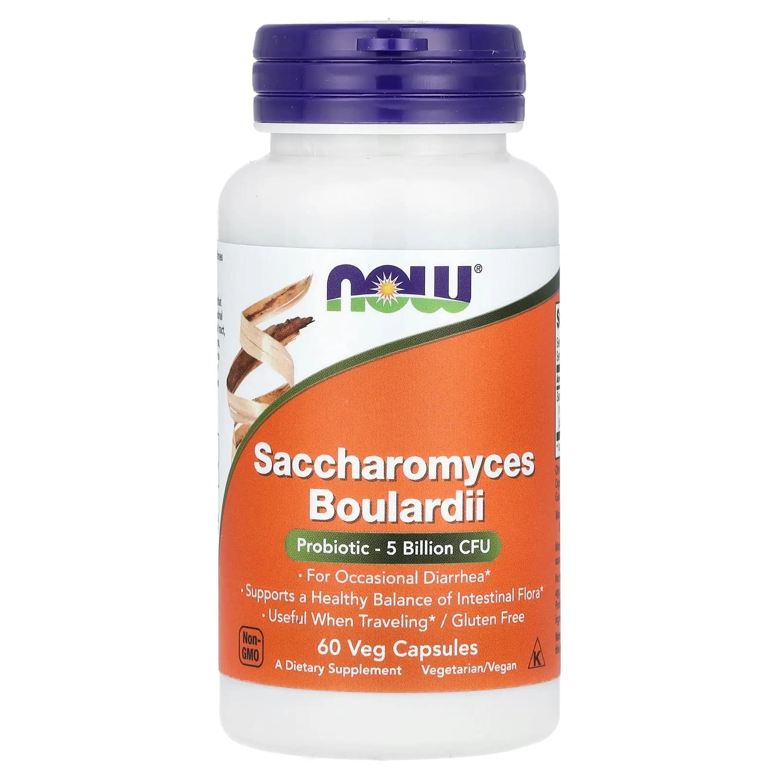 NOW Foods Saccharomyces Boulardii, Probiotic , 5 Billion CFU, 60 Veg Capsules