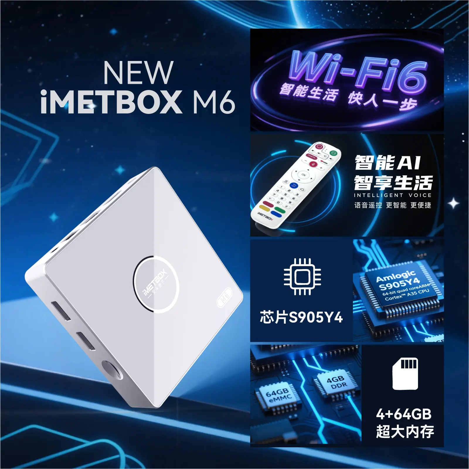 2025 New IMETBOX M6 TV Box 4GB 64GB with Vioce Control Wifi 6 8k