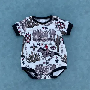 Baby boy western cactus summer romper