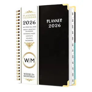 2026 Weekly and Monthly Planner, Jan-Dec, Spiral-Bound with Tabs, Inner Pocket, 6.2" x 8.5" Year Planner Calendar Planner