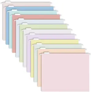 25 count  Hanging File Folders, Pastel Color Design,Letter Size with 1/5 Adjustable Cut Tabs, Assorted 12 Styles,Decorative,Drawer,Desk and Cabinet Use
