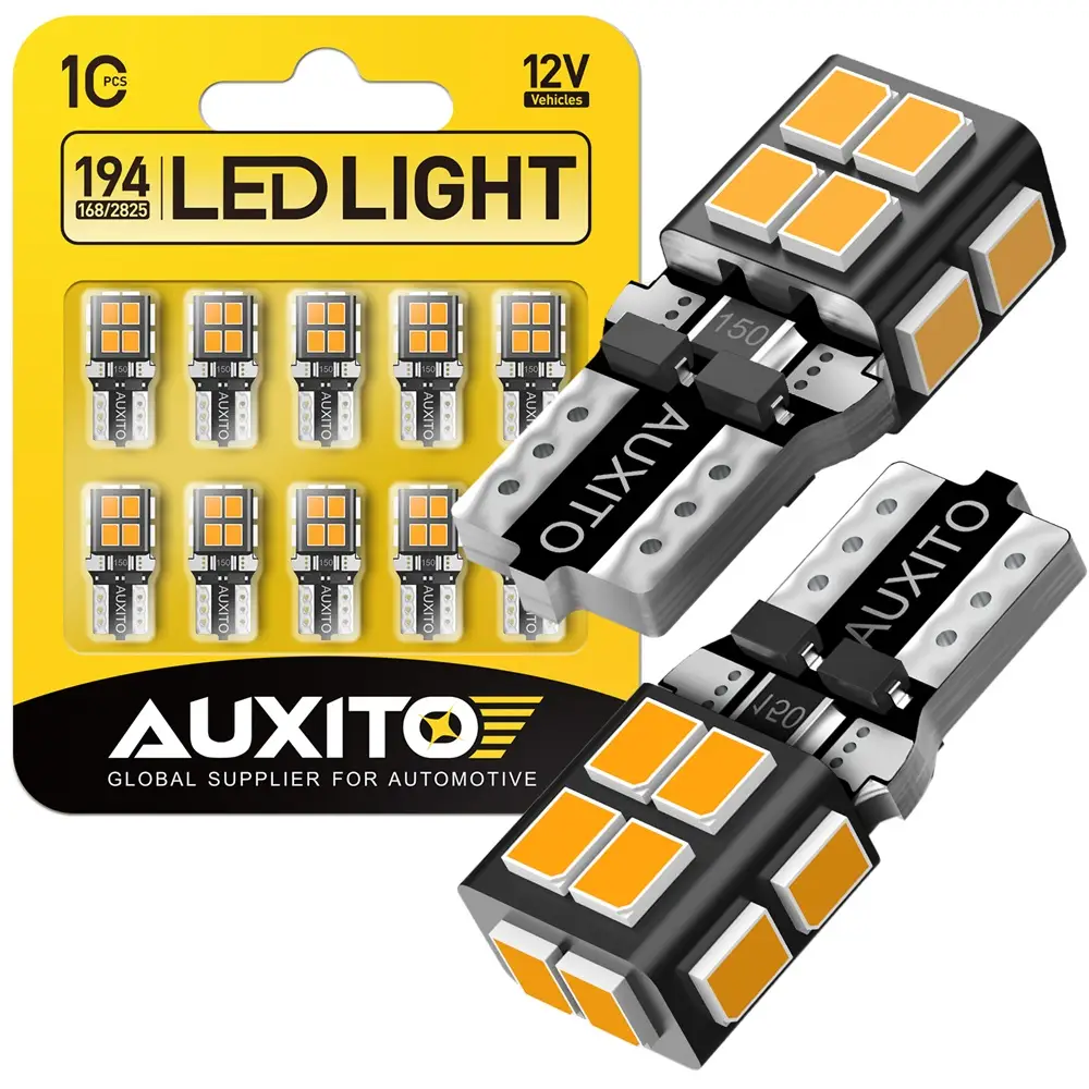 AUXITO 194 LED Bulb 6000K White 168 2825 W5W T10 Wedge 14-SMD Interior Car Bulbs Replacement for Dome Map Door Courtesy Trunk Parking License Plate Li