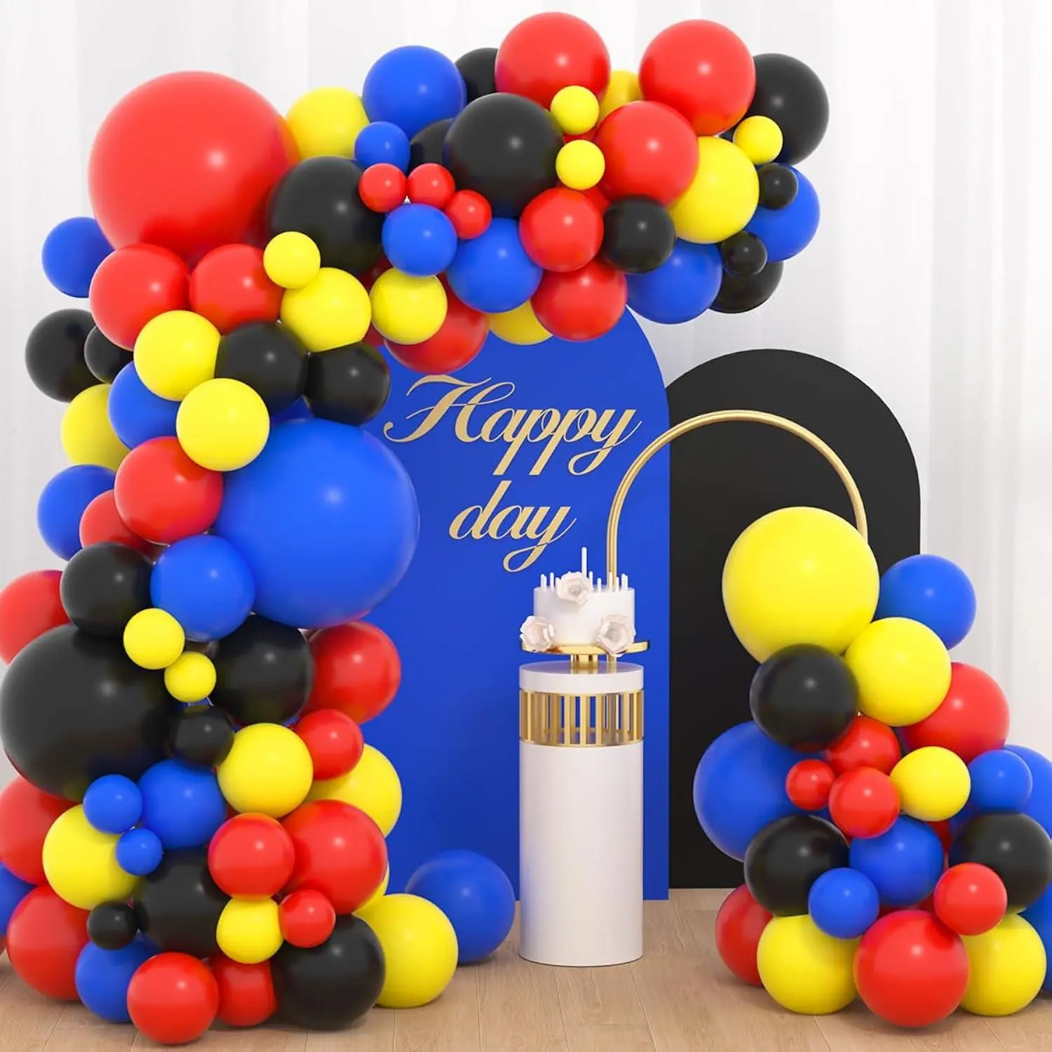 Red Yellow Blue Black Balloon Garland Arch Kit - Red Blue Black Yellow Balloons Spider Hero Birthday Decorations For Super Boy Hero Man Robots Video Game Theme Birthday Carnival Circus Party Decors