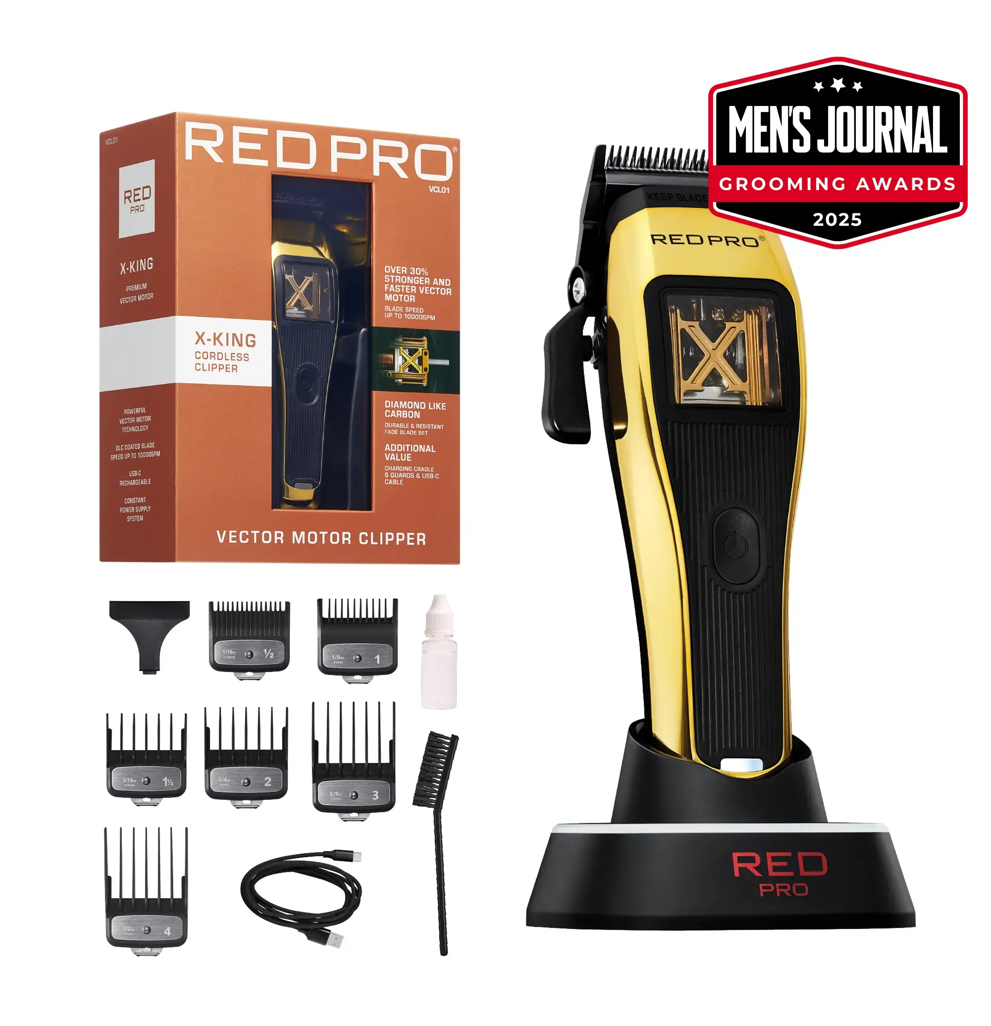 Red PRO X-King Vector Motor Cordless Clipper