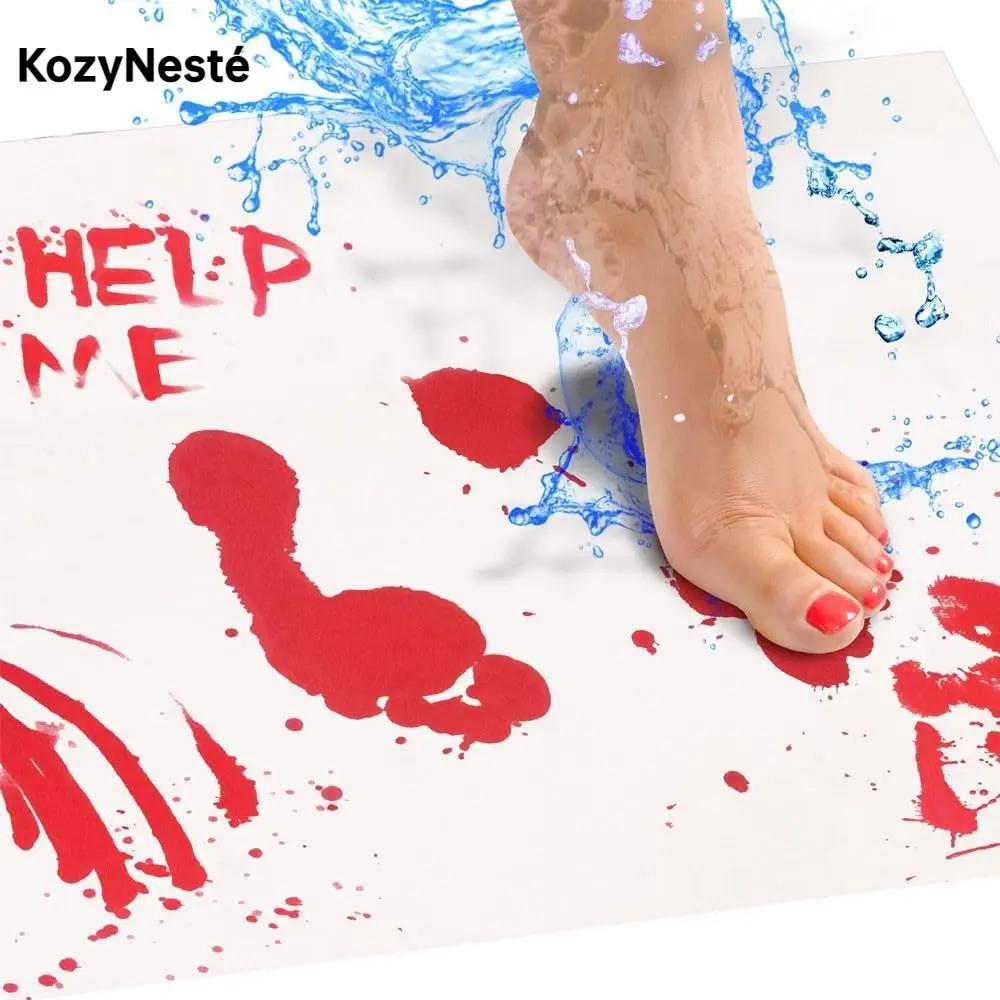 Bloody Color changing cardboard ,KozyNesté, Mat that Turns Red When Wet, Blood Mat Footprints Disappear Like Magic, Great Novelty Prank Gifts,, on the bath mat or on the wall,Large Size:18"x28"
