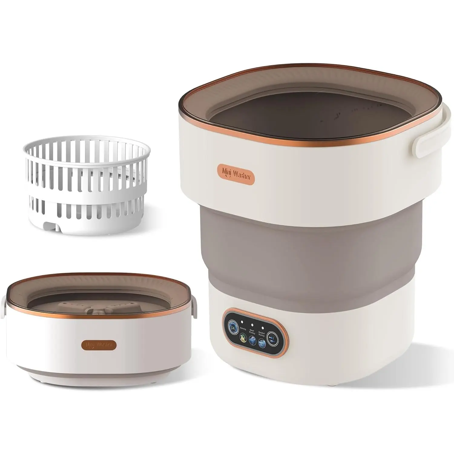Portable Mini Washing Machine with Foldable Compact Structure, 16L Built-in Spin Basket, 12x13in Size, High-Efficiency Cleaning Power, Easy to Store for Dorm, Camping, Apartment Use