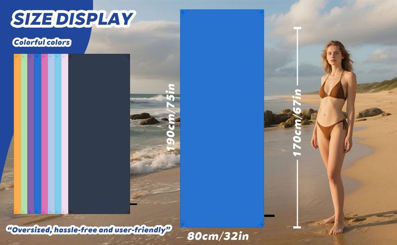 Magnetic Bath Towel Extra Large Quick-Drying Beach Towel Double-Sided Velvet Soft Portable Travel 4-Corner Magnets 520G Load