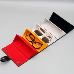 1pc 5-Layer Foldable Glasses Case, Stylish Leather Texture, Perfect Gift, Durable Design, Ideal for Organizing Eyewear