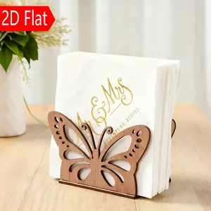 Wooden Butterfly Design Napkin Holder Stand, Nordic Style Tabletop Paper Towel Organizer, Retro Luxurious Decorative Flair Wedding Decoration, Nordic Influence, Functional Storage