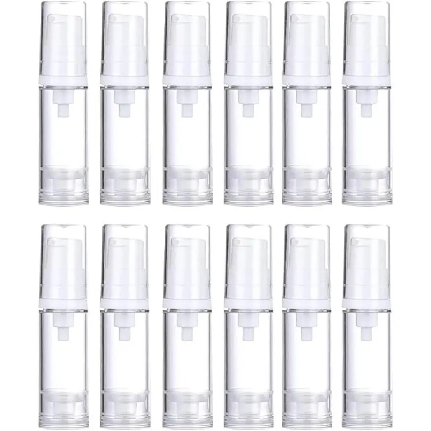 12 count Vacuum Lotion Bottles - Plastic Airless Pump Bottles, Travel DIY  Cream & Makeup Foundation Toiletries Liquid Vacuum Container (5ml)