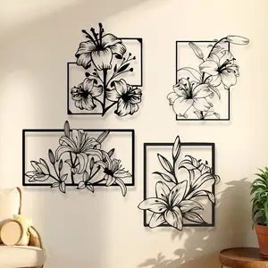 Elegant Lily Iron Wall Art, Abstract Outline Metal Decor, Multifunctional Indoor Outdoor Hanging, Modern Home Decor, Perfect for Garden Lovers, Office, Living Room