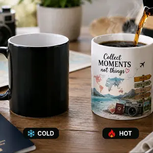 11oz Magic Color-Changing Mug, Custom Heat-Reveal Coffee Cup, Personalized Sublimation Mug