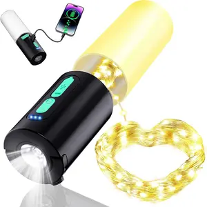4-in-1 Compact ABS Plastic Outdoor Camping Lantern - Type-C Rechargeable Emergency Flashlight, 4000mAh Battery, 1000LM Multi-Lighting LED Lights, USB Output for Camping, Hiking