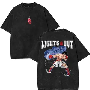 Lights Out Ippo Makunouchi T-Shirt Casual Classic 100% Premium Cotton Relaxed Fit Short Sleeve Crew Neck with Graphic Print - Tshirt, Streetwear