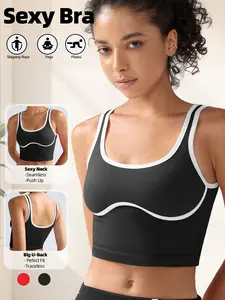 Women's Trim Yoga Tank Top, Slimming Fitted Breathable Gym Vest, No Padding, Elastic Stretch, Sporty Style, Without Collar