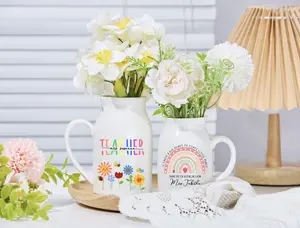 Personalized Teacher Flower Vase Ceramic Plant Pot Custom Flower Pot Teacher Vase End Term Gift Thank You Gift For Teacher Appreciation Gift
