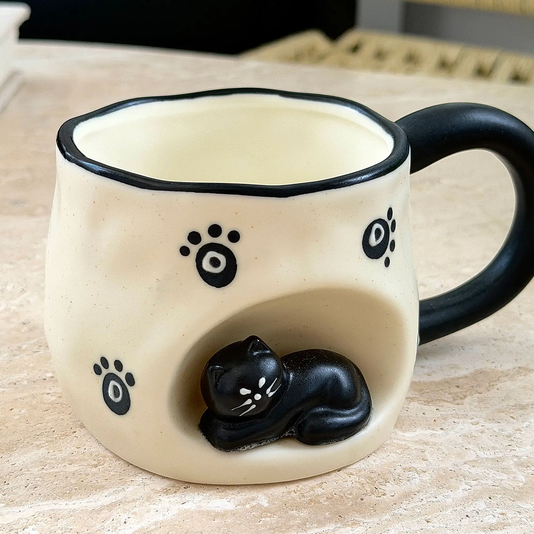 Cute Ceramic Cat Coffee Mug 12.3 oz Cat Lovers Kitty Tea Mugs Gifts for Women Girls,Funny Mug For Women Drinkware Reuse Washable Reusable