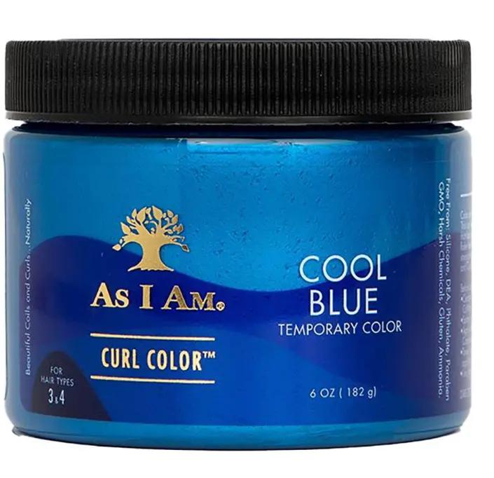 AS I AM Curl Color Temporary Curling Gel - Cool Blue, Gentle Moisture Haircare Formula with Jamaican Black Castor Oil, Medium Hold for Curly Hair, 6 oz, Vegan, No Bleach Hair Color, Jamaican Oil