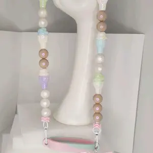 Beaded Water Bottle & Cup Holder, Ice Cream Cone Design with Round Silicone and Acrylic Beads, Fits Most Standard Containers