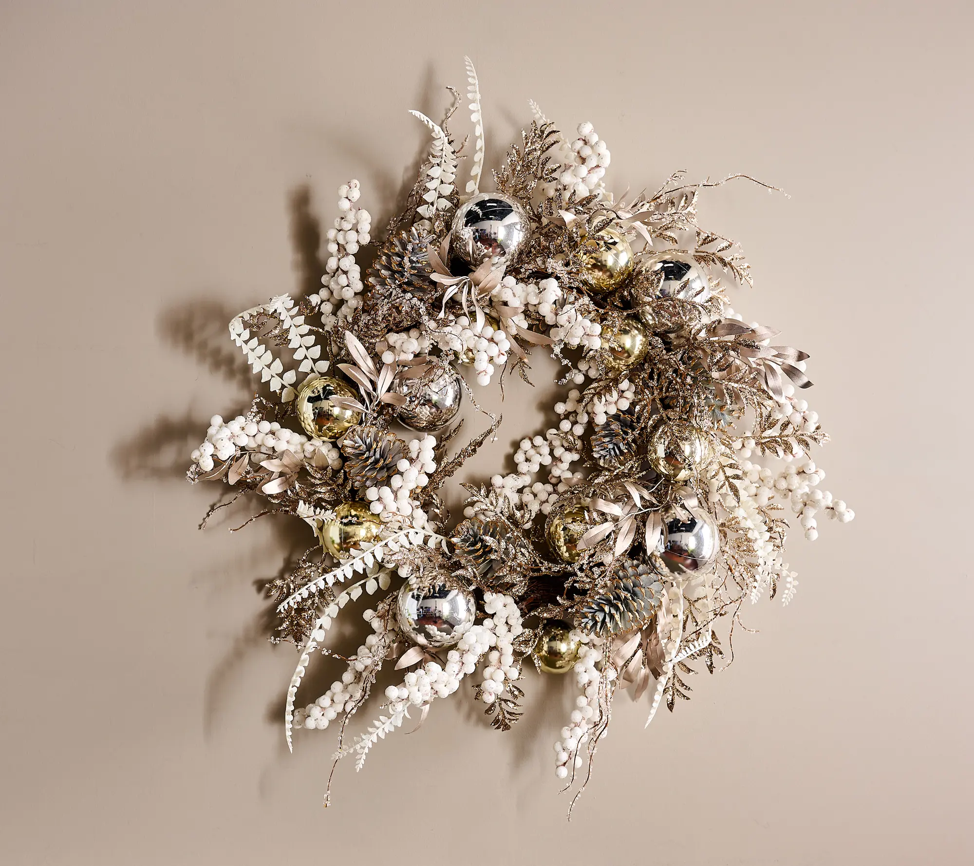 Home Reflections 28" Frosted Metallic Holiday Wreath Home Reflections 28" Frosted Metallic Holiday Wreath