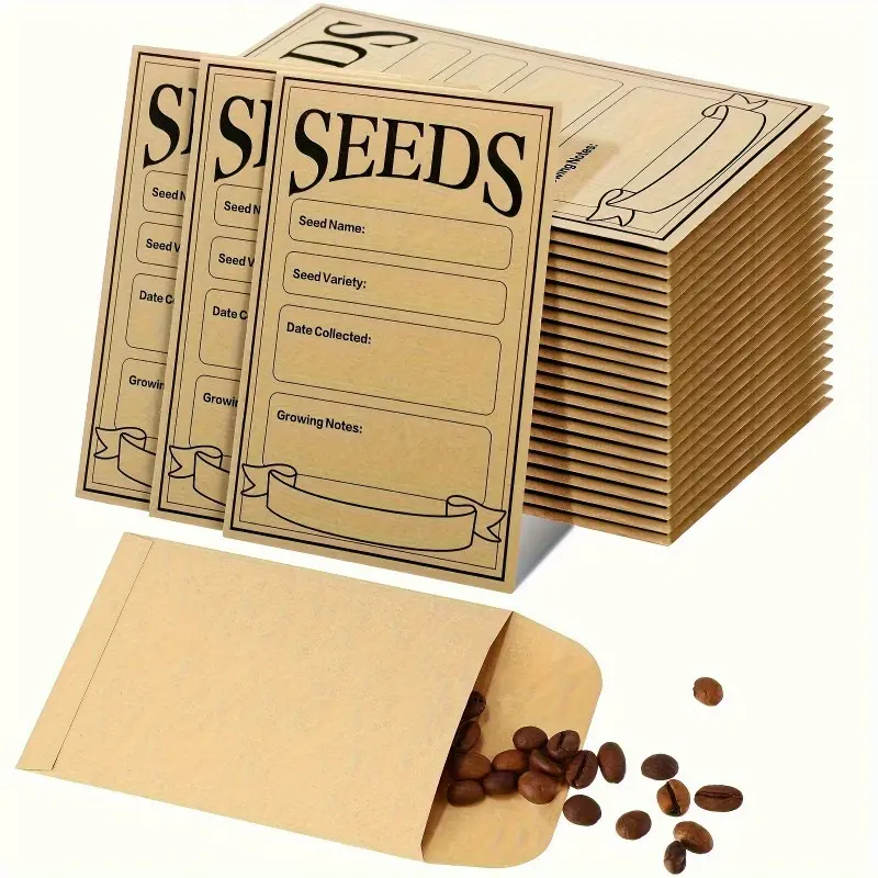 20pcs/50pcs Seed Saving Envelopes, Growing Notes, All Kinds of Vegetable Seed Bags, Sample Bags, Seed Bags for Flower Vegetable Seeds Storage, Planting Bags, Planter Bags